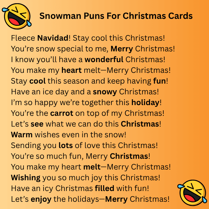 Snowman Puns For Christmas Cards