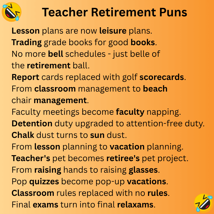 Teacher Retirement Puns