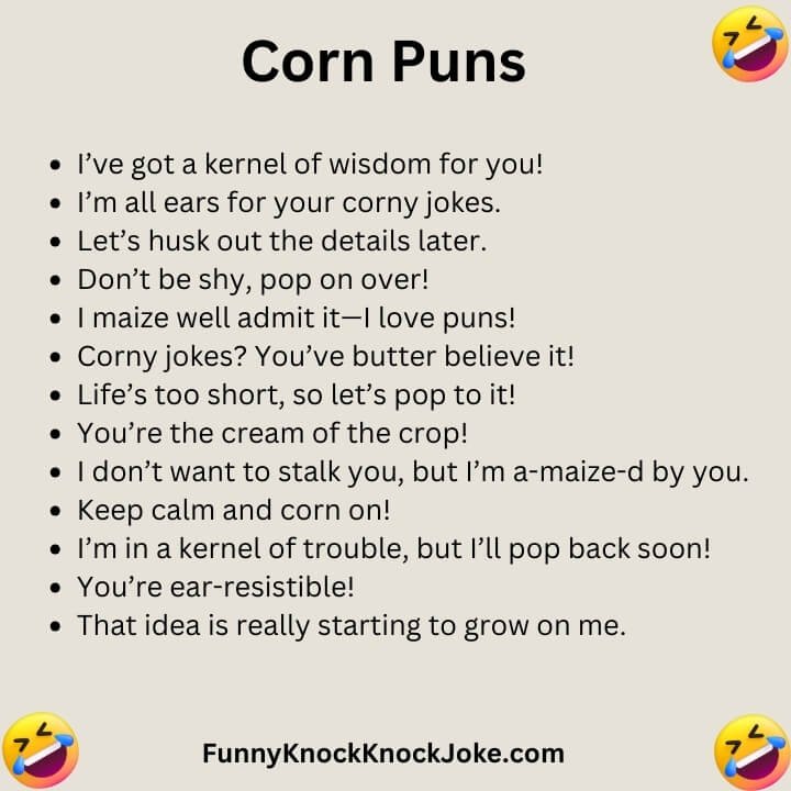 corn Puns one liners