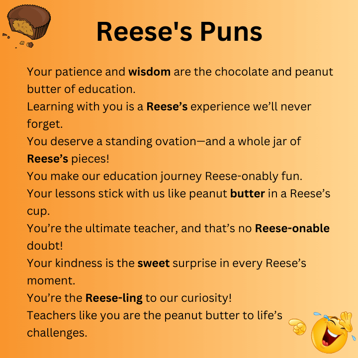 Reese's Puns For Teachers